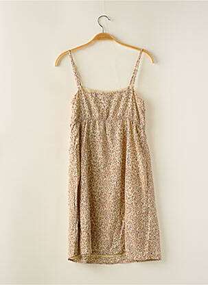 Robe courte coupe évasée fines bretelles beige CEMI femme