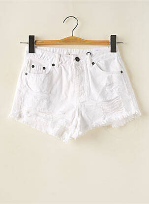 Short tissage denim taille haute blanc SUBDUED femme