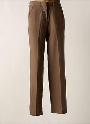Pantalon droit fermeture zippée sous rabat avec crochet marron JJXX femme