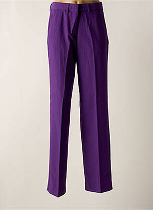 Pantalon droit fermeture zippée sous rabat avec crochet violet JJXX femme