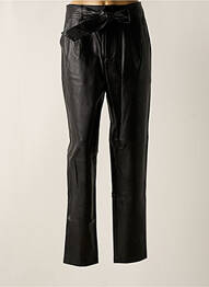 Pantalon droit fermeture zippée sous rabat avec crochet noir MORGAN femme