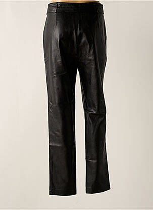Pantalon droit fermeture zippée sous rabat avec crochet noir MORGAN femme