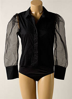 Body effet matière satinée manches longues noir FOUDRE BY AURELIE VAN DAELEN femme