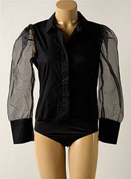 Body coupe cintrée manches longues noir FOUDRE BY AURELIE VAN DAELEN femme