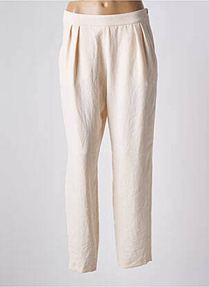 Pantalon droit tissage popeline taille normale beige PABLO femme