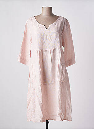 Robe mi-longue manches 3/4 manches 3/4 rose ALEXANDRE LAURENT femme