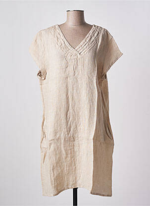 Robe mi-longue manches courtes manches courtes beige ALEXANDRE LAURENT femme