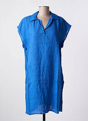 Robe mi-longue manches courtes manches courtes bleu ALEXANDRE LAURENT femme