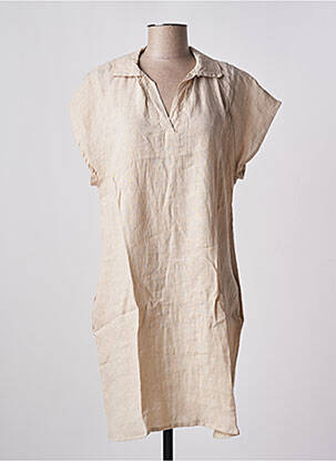 Robe mi-longue manches courtes manches courtes beige ALEXANDRE LAURENT femme