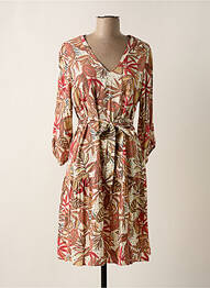 Robe mi-longue imprimé fleurs manches 3/4 beige GARCIA femme