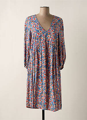 Robe mi-longue imprimé fleurs manches 3/4 bleu GARCIA femme