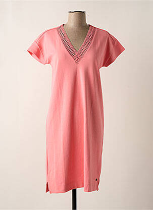 Robe mi-longue manches courtes manches courtes rose GARCIA femme