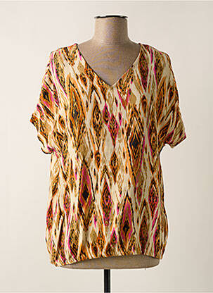 Blouse imprimé fantaisie manches courtes beige CISO femme