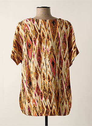 Blouse imprimé fantaisie manches courtes beige CISO femme