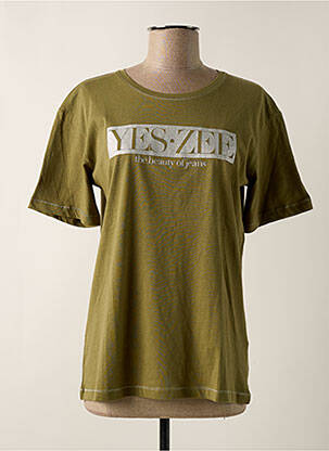 T-shirt sérigraphie manches courtes vert YES.ZEE femme