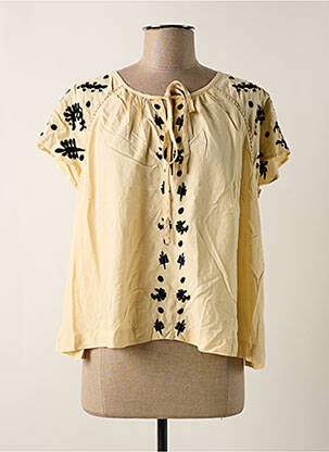 Blouse légère et transparente manches courtes beige LES TROPEZIENNES PAR M.BELARBI femme