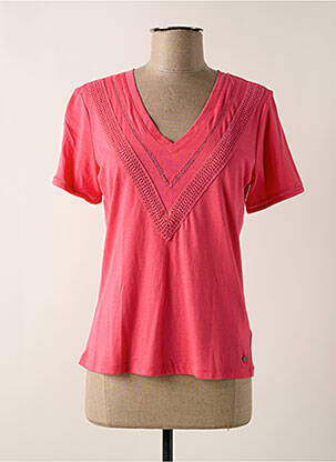 T-shirt col v manches courtes rose GARCIA femme