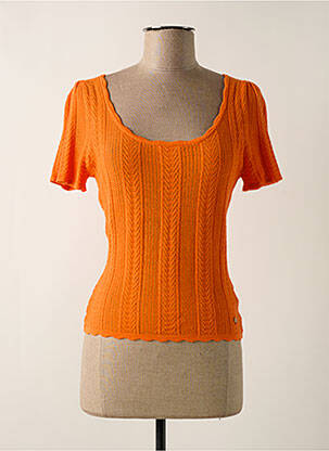 Pull stretch manches courtes orange DEELUXE femme