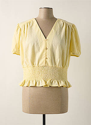 Blouse tissage popeline manches courtes jaune MORGAN femme