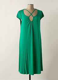 Robe mi-longue manches courtes manches courtes vert MALOKA femme