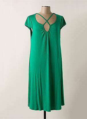 Robe mi-longue manches courtes manches courtes vert MALOKA femme