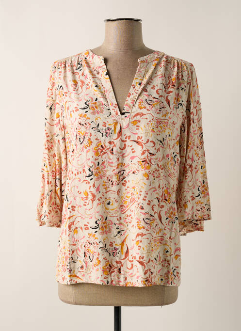 Blouse imprimé fleurs manches 3/4 beige GARCIA femme