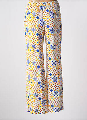 Pantalon large tissage popeline taille haute jaune LES TROPEZIENNES PAR M.BELARBI femme