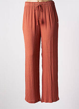 Pantalon large tissage crêpe taille haute marron LES TROPEZIENNES PAR M.BELARBI femme