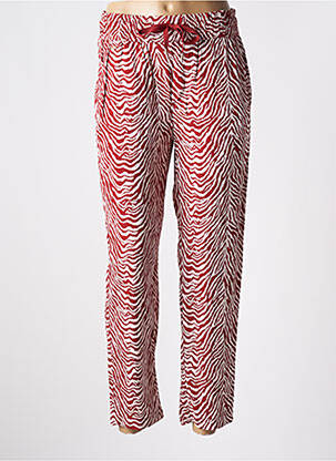 Pantalon droit tissage popeline taille haute rouge STREET ONE femme