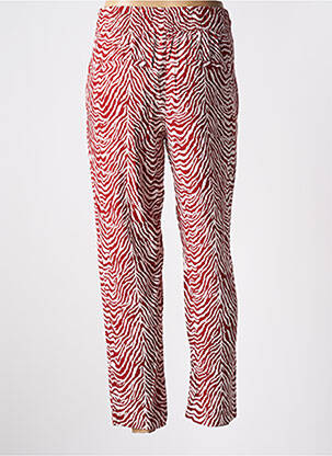 Pantalon droit tissage popeline taille haute rouge STREET ONE femme