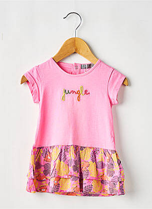 Robe mi-longue manches courtes manches courtes rose LOSAN fille