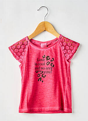 T-shirt fermeture boutonnée au dos manches courtes rose BOBOLI fille