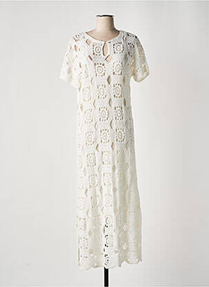 Robe longue manches courtes manches courtes blanc LEO & UGO femme
