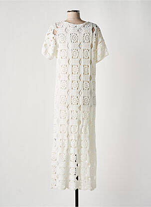 Robe longue manches courtes manches courtes blanc LEO & UGO femme
