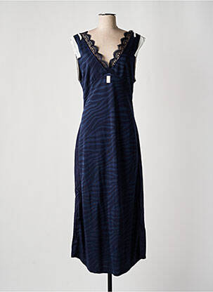 Robe longue manches dos nu sans manche bleu ELISA CAVALETTI femme
