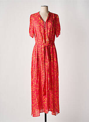 Robe longue imprimé fantaisie manches courtes rose EVA KAYAN femme