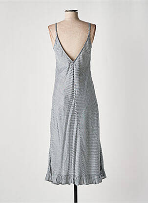 Robe longue manches bretelles ajustables fines bretelles bleu DRESS ADDICT femme