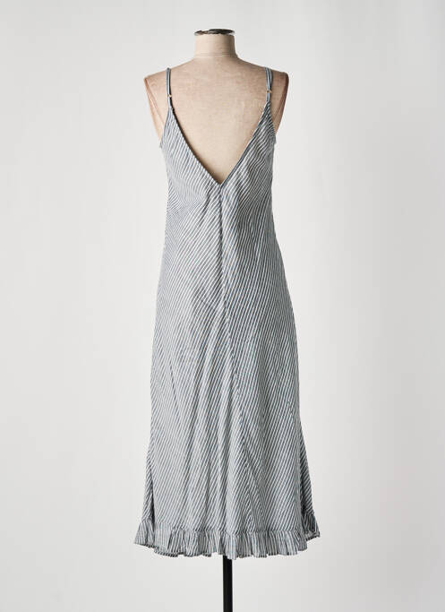 Robe longue manches bretelles ajustables fines bretelles bleu DRESS ADDICT femme