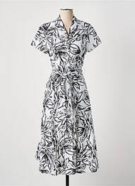Robe mi-longue imprimé fantaisie manches courtes blanc JOSEPH RIBKOFF femme