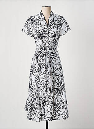 Robe mi-longue coupe évasée manches courtes blanc JOSEPH RIBKOFF femme