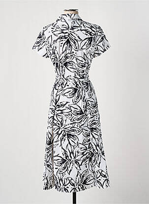 Robe mi-longue imprimé fantaisie manches courtes blanc JOSEPH RIBKOFF femme