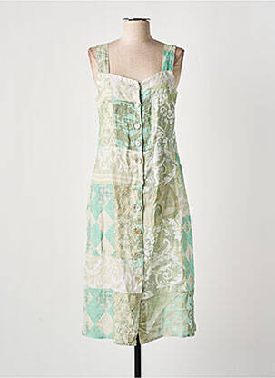 Robe mi-longue coupe fluide sans manche vert DOLCEZZA femme