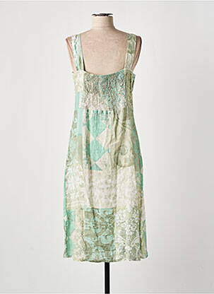 Robe mi-longue coupe fluide sans manche vert DOLCEZZA femme