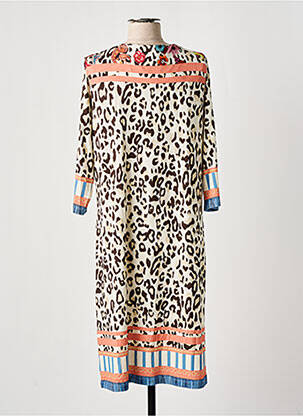Robe mi-longue manches 3/4 manches 3/4 beige FUEGO WOMAN femme