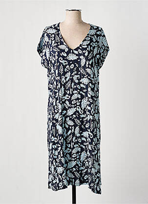 Robe mi-longue imprimé fantaisie manches courtes bleu ÉTYMOLOGIE femme