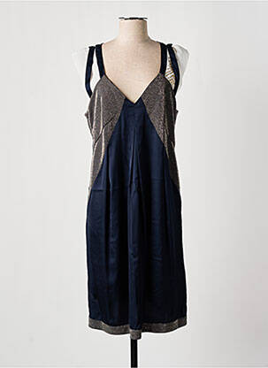 Robe mi-longue coupe fluide sans manche bleu ELISA CAVALETTI femme