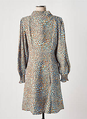 Robe mi-longue imprimé fantaisie manches longues marron MARBLE femme