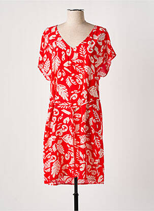 Robe mi-longue imprimé fantaisie manches courtes rouge ÉTYMOLOGIE femme