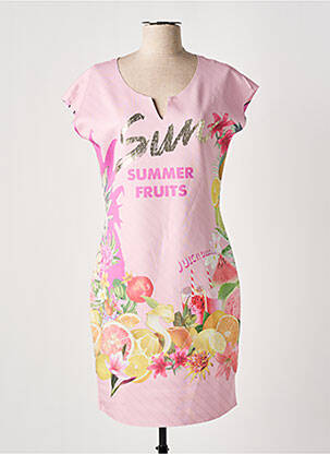 Robe mi-longue imprimé fantaisie manches courtes rose TUZZI femme
