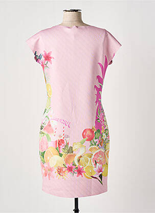 Robe mi-longue imprimé fantaisie manches courtes rose TUZZI femme